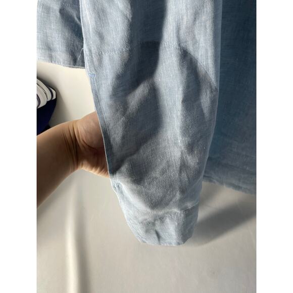 Lands' End Light Blue Chambray 100% Linen Tunic Top w Pockets Plus Size 2X - Picture 4 of 6